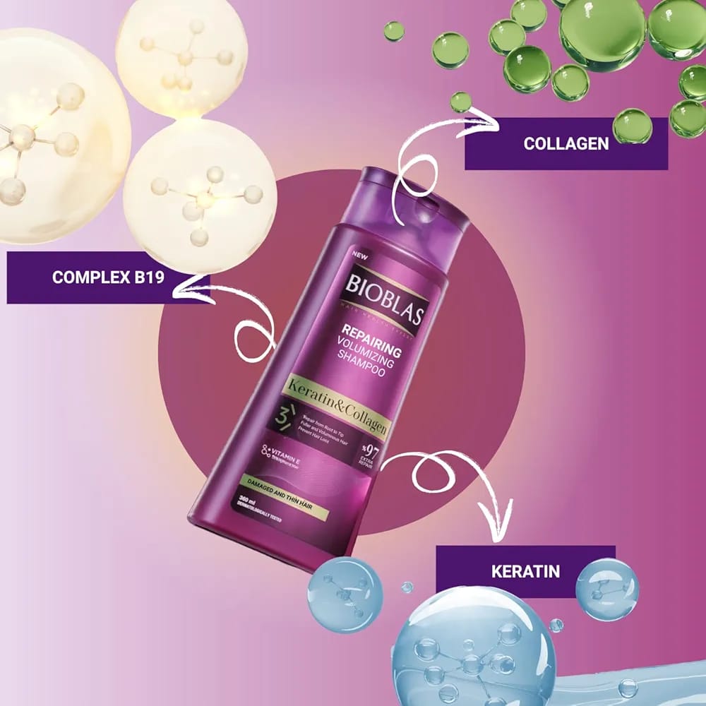Bioblas Keratin & Collagen Repairing Volumizing Shampoo - Image 2