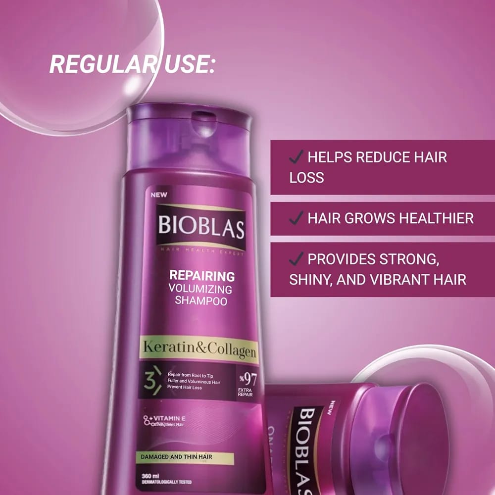 Bioblas Keratin & Collagen Repairing Volumizing Shampoo - Image 4